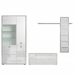 Trendteam Wohnwand Infinity I (3-teilig) - Hochglanz Weiß / Matt Weiß -WOHNZIMMERMÖBEL Verkäufe 1000363626 220802 030 DETAILS P000000001000363626