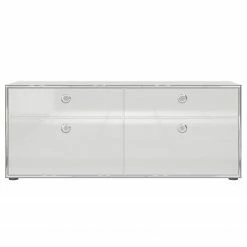 Trendteam Wohnwand Infinity I (3-teilig) - Hochglanz Weiß / Matt Weiß -WOHNZIMMERMÖBEL Verkäufe 1000363626 220802 033 DETAILS P000000001000363626