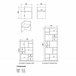 Germania Aktenregal GW-Pasadena II - Graphit / Weiß - Höhe: 196 cm -WOHNZIMMERMÖBEL Verkäufe 1000363843 220722 501 SKETCH DETAILS P000000001000363843 sketch