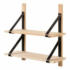 Red Living Wandregal Nakuru - Buche massiv / Echtleder - Buche / Schwarz