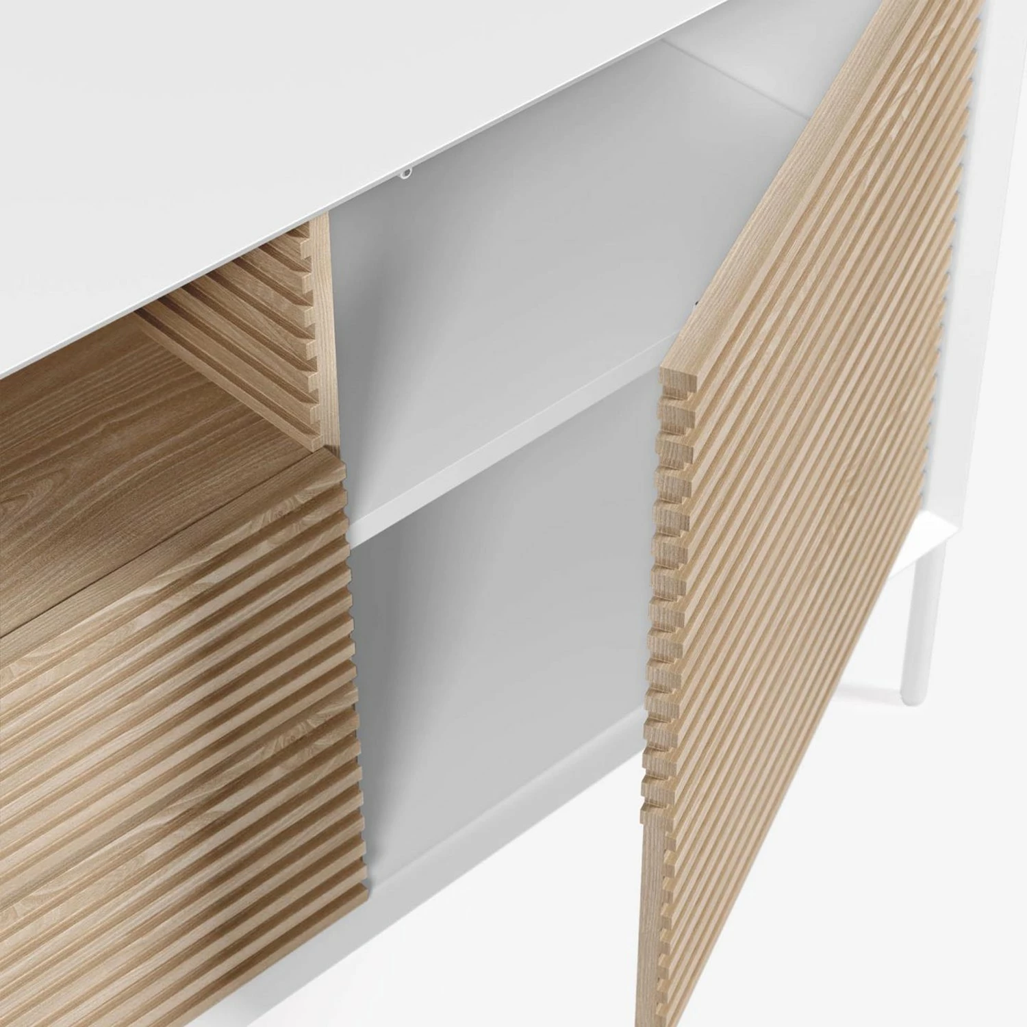 Norrwood TV-Lowboard Maredale II - Esche teilmassiv - Weiß / Esche 6 Norrwood TV-Lowboard Maredale II - Esche teilmassiv - Weiß / Esche – Bild 6