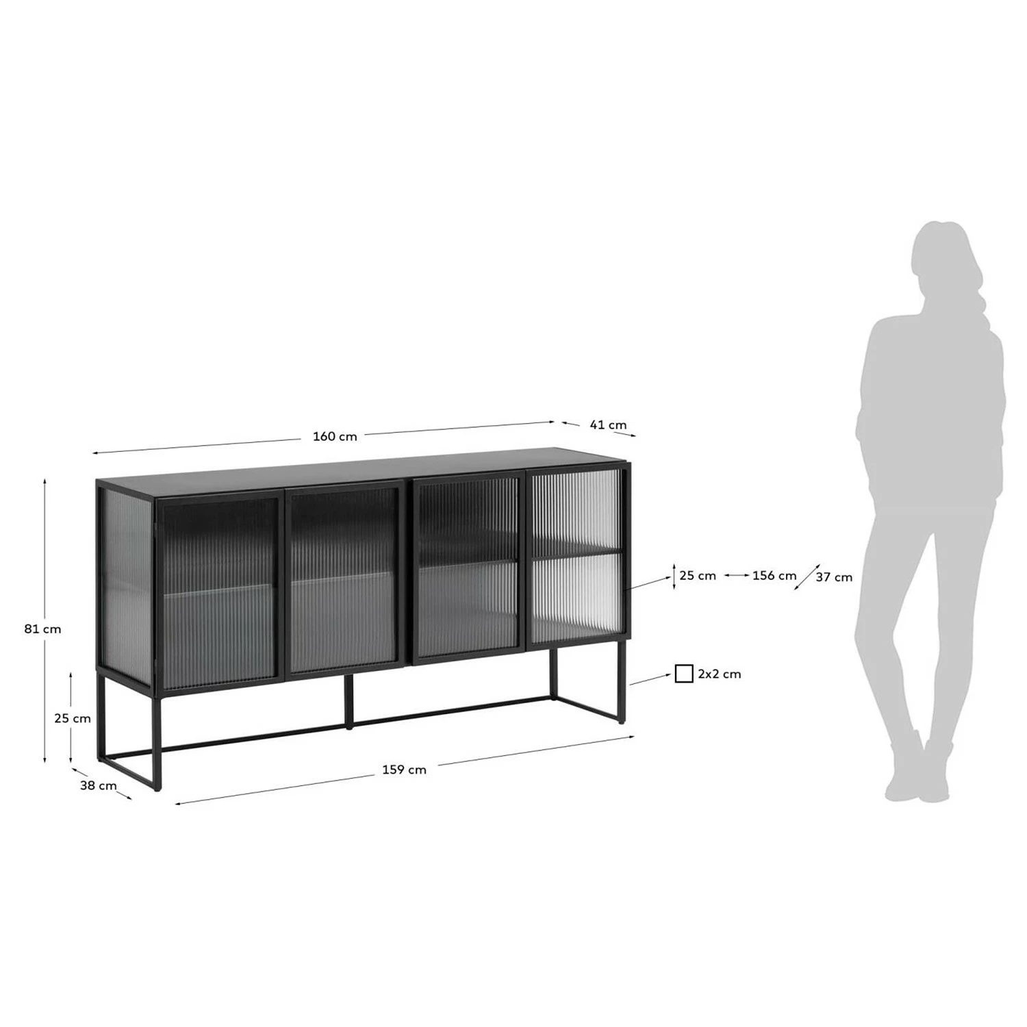 Loftscape Sideboard Tete - Glas / Metall - Schwarz 11 Loftscape Sideboard Tete - Glas / Metall - Schwarz – Bild 11