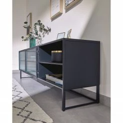 Loftscape TV-Lowboard Tete - Glas / Metall - Schwarz 14 Loftscape TV-Lowboard Tete - Glas / Metall - Schwarz -WOHNZIMMERMÖBEL Verkäufe 1000363986 220714 021 MOOD DETAILS P000000001000363986 mood