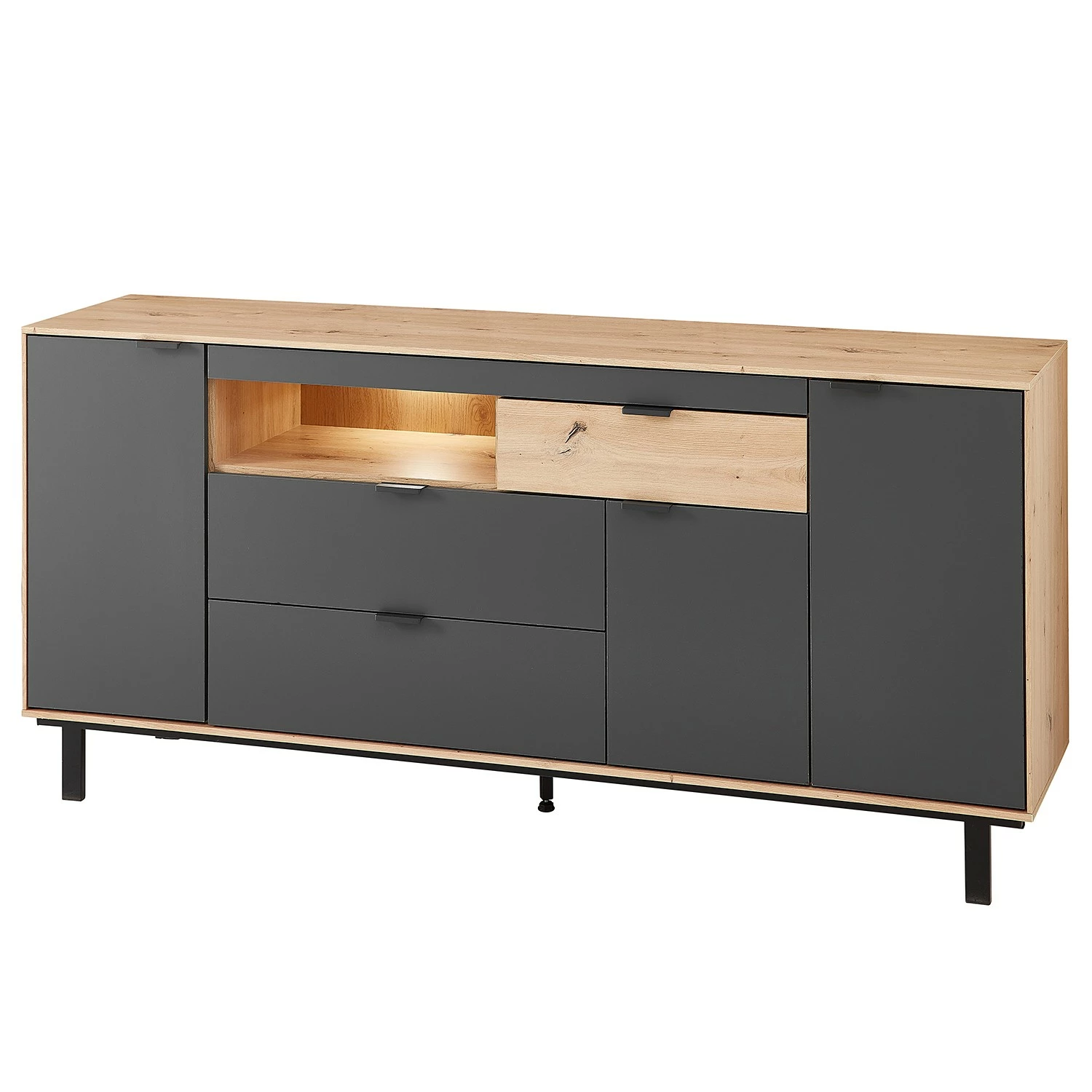 Fashion For Home Sideboard Leox - Inkl. Beleuchtung - Graphit / Eiche Artisan Dekor 1 Fashion For Home Sideboard Leox - Inkl. Beleuchtung - Graphit / Eiche Artisan Dekor