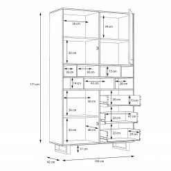 Red Living Highboard Trylith - Eiche Rustikal Dekor / Schwarz -WOHNZIMMERMÖBEL Verkäufe 1000364610 220719 501 SKETCH DETAILS P000000001000364610 sketch
