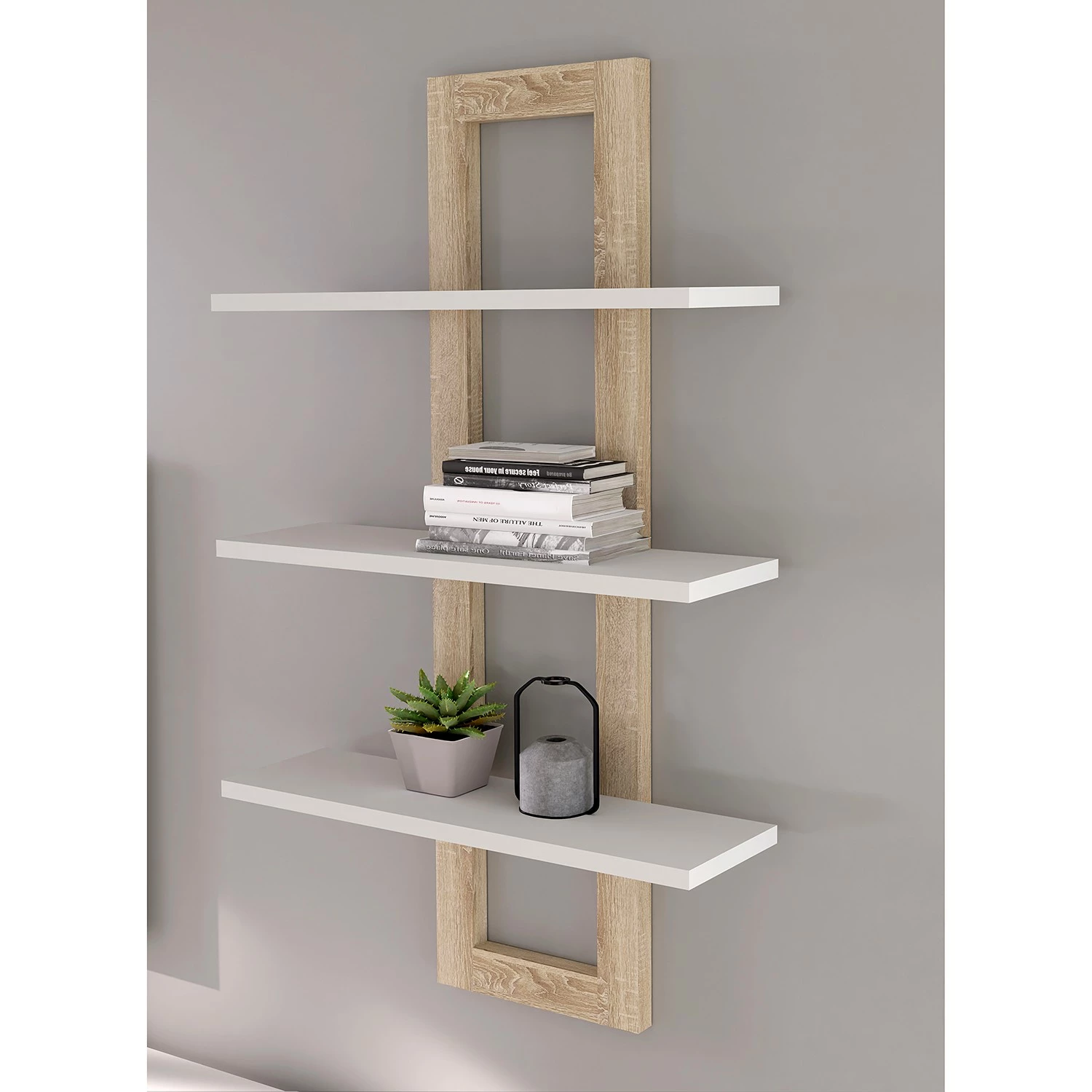 Loftscape Wandregal Thurles - Eiche Sonoma Dekor / Weiß 2 Loftscape Wandregal Thurles - Eiche Sonoma Dekor / Weiß – Bild 2