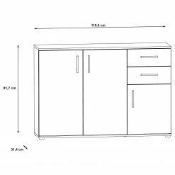 Loftscape Kommode Kiltealy III - Weiß / Eiche Sonoma Dekor -WOHNZIMMERMÖBEL Verkäufe 1000364879 220722 500 SKETCH DETAILS P000000001000364879 sketch