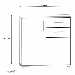 Loftscape Kommode Kiltealy I - Weiß / Eiche Sonoma Dekor -WOHNZIMMERMÖBEL Verkäufe 1000364882 220722 500 SKETCH DETAILS P000000001000364882 sketch