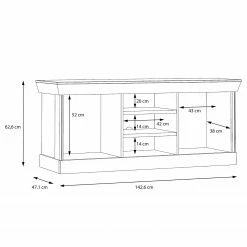 Ridgevalley TV-Lowboard Boolamore - Kiefer Weiß Dekor -WOHNZIMMERMÖBEL Verkäufe 1000364892 220722 501 SKETCH DETAILS P000000001000364892 sketch