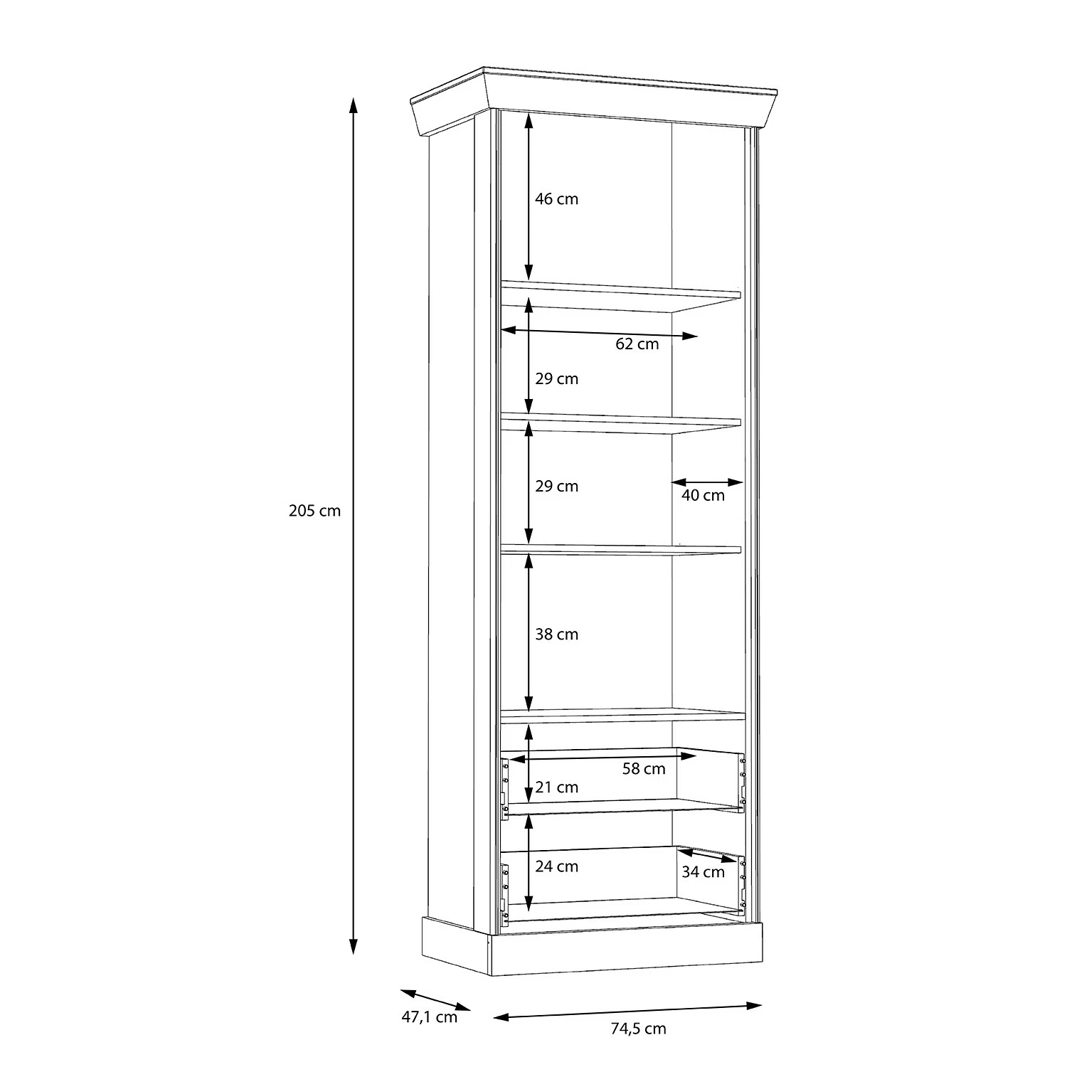 Ridgevalley Standvitrine Boolamore - Kiefer Weiß Dekor 7 Ridgevalley Standvitrine Boolamore - Kiefer Weiß Dekor – Bild 7