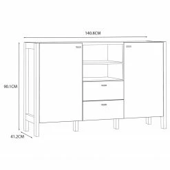 Loftscape Sideboard Thurles I - Eiche Sonoma Dekor / Weiß -WOHNZIMMERMÖBEL Verkäufe 1000364903 220722 500 SKETCH DETAILS P000000001000364903 sketch