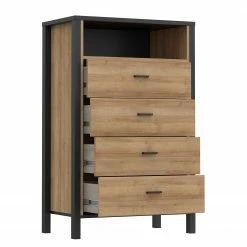 Red Living Kommode Kasala III - Eiche Riviera Dekor / Schwarz -WOHNZIMMERMÖBEL Verkäufe 1000364907 220722 031 DETAILS P000000001000364907