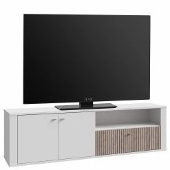 Loftscape TV-Lowboard Millquarter - Weiß / Eiche Hell Dekor