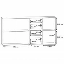 Loftscape Sideboard Kiltealy - Weiß / Eiche Sonoma Dekor -WOHNZIMMERMÖBEL Verkäufe 1000364909 220722 501 SKETCH DETAILS P000000001000364909 sketch