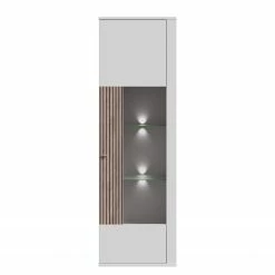 Loftscape Standvitrine Millquarter - Weiß / Eiche Hell Dekor -WOHNZIMMERMÖBEL Verkäufe 1000364912 220722 030 DETAILS P000000001000364912