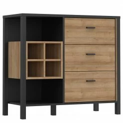 Red Living Kommode Kasala I - Eiche Riviera Dekor / Schwarz -WOHNZIMMERMÖBEL Verkäufe 1000364913 220722 032 DETAILS P000000001000364913