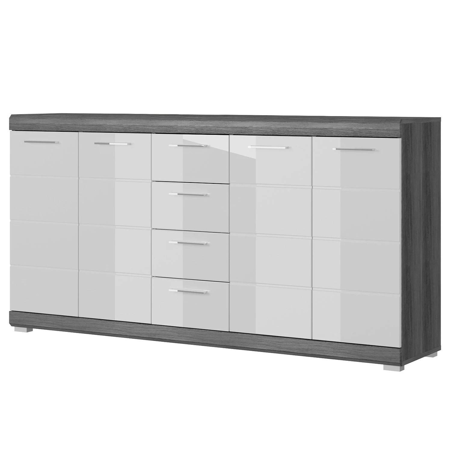 Loftscape Kommode Sarai IV - Hochglanz Weiß / Eiche Grau Dekor 1 Loftscape Kommode Sarai IV - Hochglanz Weiß / Eiche Grau Dekor