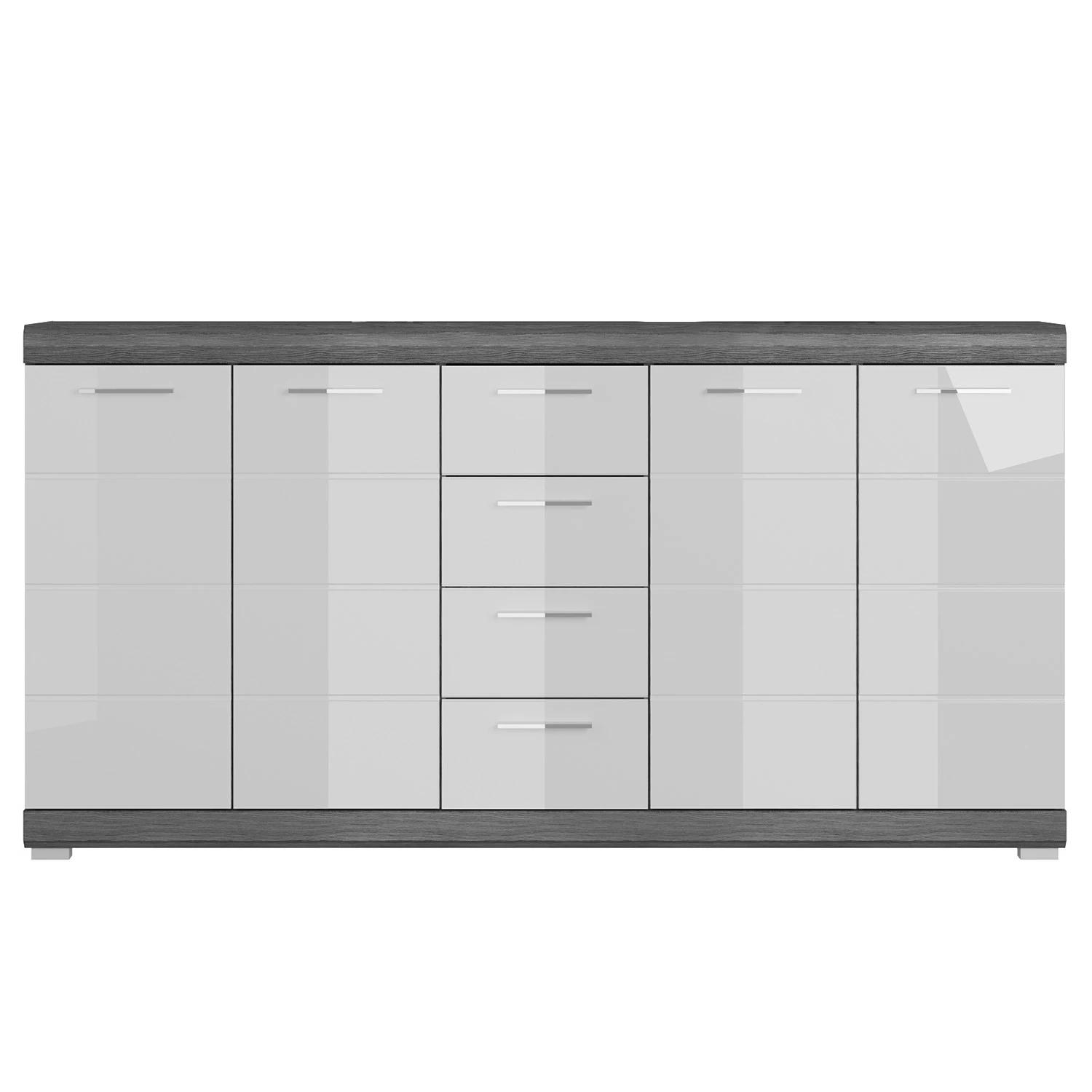 Loftscape Kommode Sarai IV - Hochglanz Weiß / Eiche Grau Dekor 3 Loftscape Kommode Sarai IV - Hochglanz Weiß / Eiche Grau Dekor – Bild 3