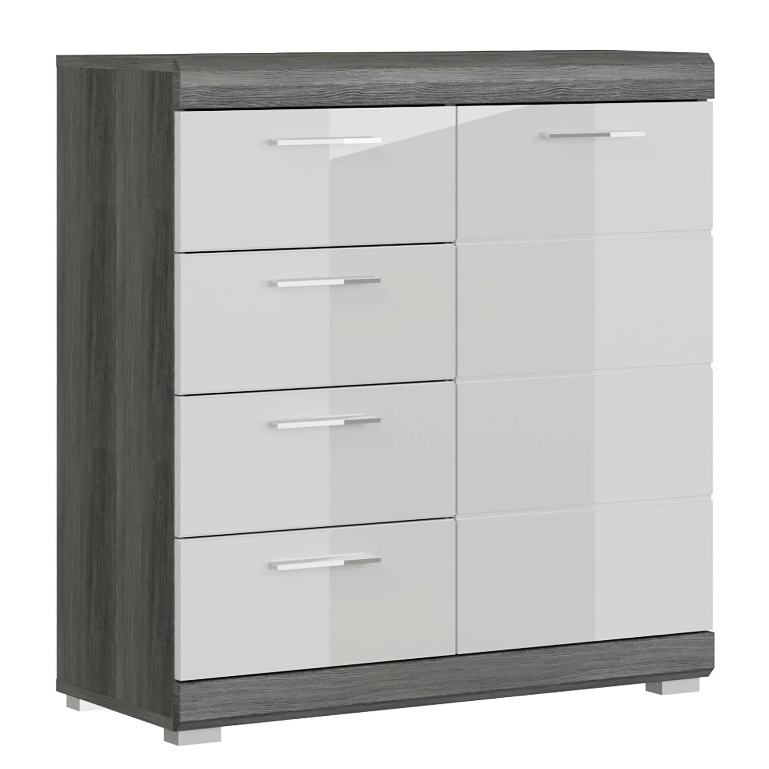 Loftscape Kommode Sarai II - Hochglanz Weiß / Eiche Grau Dekor 1 Loftscape Kommode Sarai II - Hochglanz Weiß / Eiche Grau Dekor