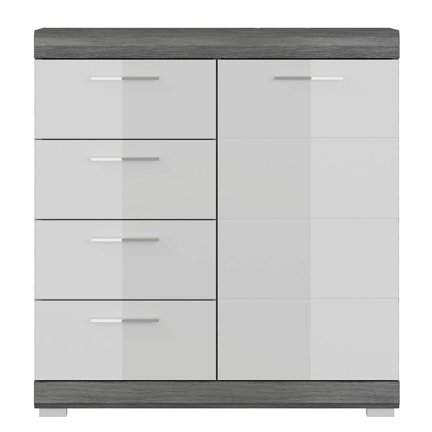 Loftscape Kommode Sarai II - Hochglanz Weiß / Eiche Grau Dekor 3 Loftscape Kommode Sarai II - Hochglanz Weiß / Eiche Grau Dekor – Bild 3