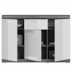 Loftscape Kommode Sarai III - Hochglanz Weiß / Eiche Grau Dekor -WOHNZIMMERMÖBEL Verkäufe 1000365263 220728 035 DETAILS P000000001000365263