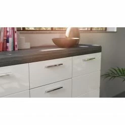 Loftscape Kommode Sarai III - Hochglanz Weiß / Eiche Grau Dekor -WOHNZIMMERMÖBEL Verkäufe 1000365263 220728 040 DETAILS P000000001000365263