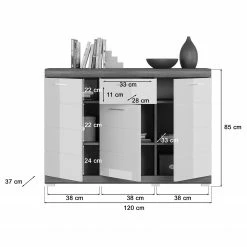 Loftscape Kommode Sarai III - Hochglanz Weiß / Eiche Grau Dekor -WOHNZIMMERMÖBEL Verkäufe 1000365263 220728 500 SKETCH DETAILS P000000001000365263 sketch