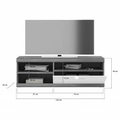 Loftscape Wohnwand Sarai I (4-teilig) - Hochglanz Weiß / Eiche Grau Dekor -WOHNZIMMERMÖBEL Verkäufe 1000365274 220728 500 SKETCH DETAILS P000000001000365274 sketch