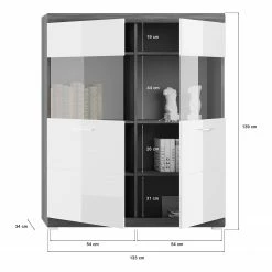 Loftscape Wohnwand Sarai I (4-teilig) - Hochglanz Weiß / Eiche Grau Dekor -WOHNZIMMERMÖBEL Verkäufe 1000365274 220728 503 SKETCH DETAILS P000000001000365274 sketch