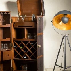 Butlers Kofferbar HEMINGWAY - Anilinleder / Esche massiv - Dunkelbraun -WOHNZIMMERMÖBEL Verkäufe 1000365699 220728 022 MOOD DETAILS P000000001000365699 mood