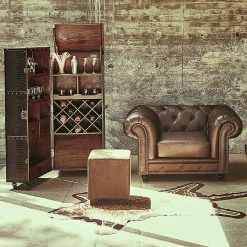 Butlers Kofferbar HEMINGWAY - Anilinleder / Esche massiv - Dunkelbraun -WOHNZIMMERMÖBEL Verkäufe 1000365699 220728 024 MOOD DETAILS P000000001000365699 mood