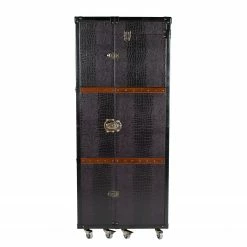 Butlers Kofferbar HEMINGWAY - Anilinleder / Esche massiv - Dunkelbraun -WOHNZIMMERMÖBEL Verkäufe 1000365699 220728 040 DETAILS P000000001000365699