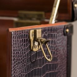 Butlers Kofferbar HEMINGWAY - Anilinleder / Esche massiv - Dunkelbraun -WOHNZIMMERMÖBEL Verkäufe 1000365699 220728 050 DETAILS P000000001000365699