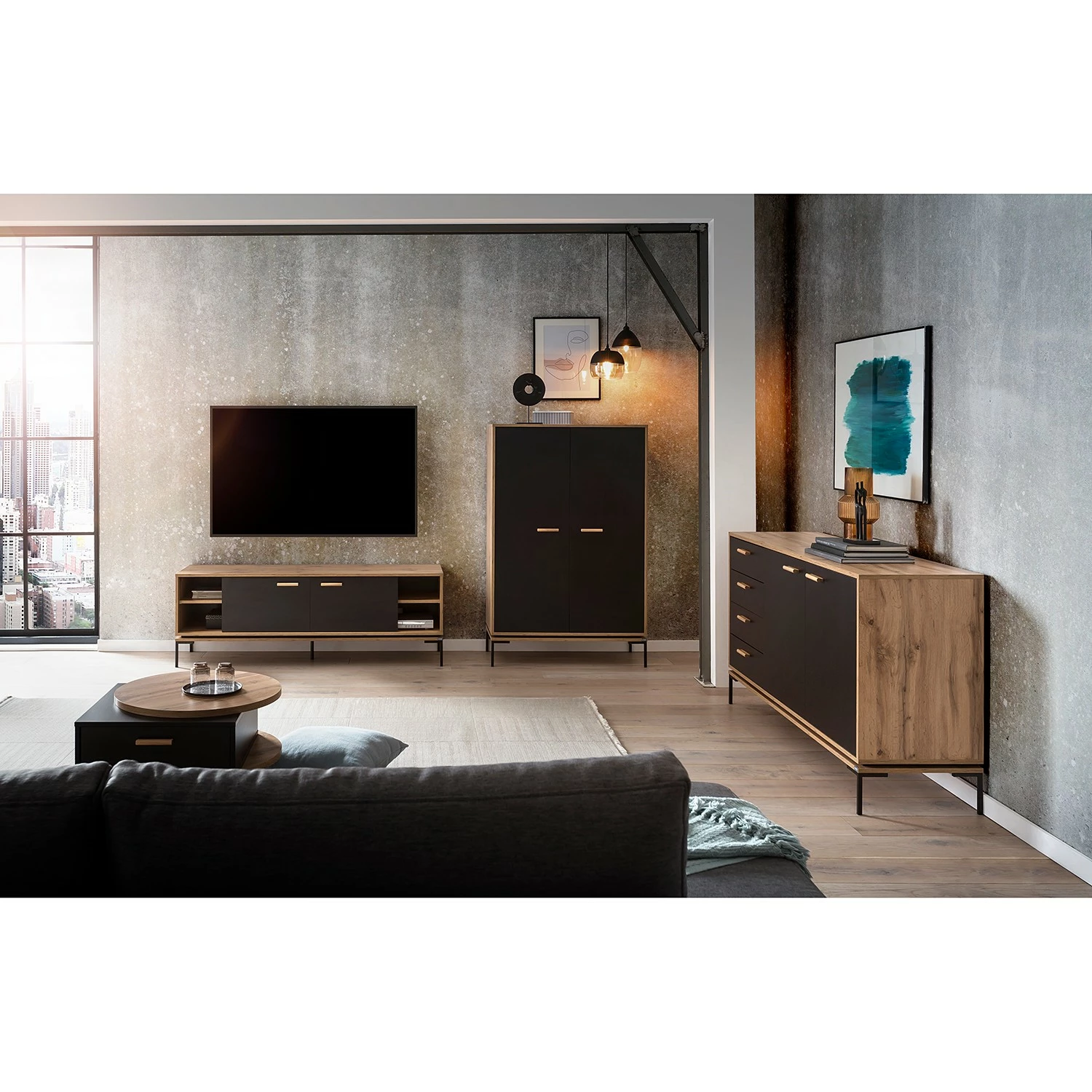 Schildmeyer Couchtisch Looks I - Schwarz / Eiche Dekor 2 Schildmeyer Couchtisch Looks I - Schwarz / Eiche Dekor – Bild 2