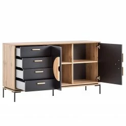 Schildmeyer Sideboard Looks - Schwarz / Eiche Dekor -WOHNZIMMERMÖBEL Verkäufe 1000366038 220809 031 DETAILS P000000001000366038