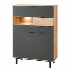 Fashion For Home Wohnwand Leox I (4-teilig) - Inkl. Beleuchtung - Graphit / Eiche Artisan Dekor -WOHNZIMMERMÖBEL Verkäufe 1000366292 220816 040 DETAILS P000000001000366292