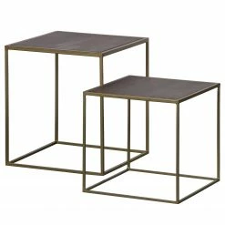 Red Living Beistelltisch Hawes (2-teilig) - Akazie massiv / Metall - Akazie / Messing