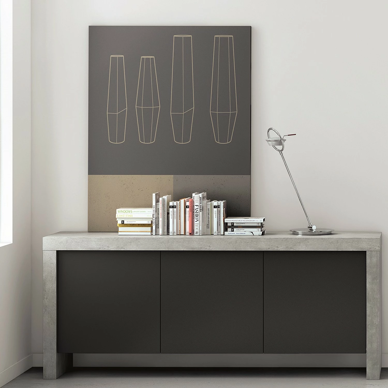 Temahome Sideboard Kobe II - Schwarz / Beton Dekor 2 Temahome Sideboard Kobe II - Schwarz / Beton Dekor – Bild 2