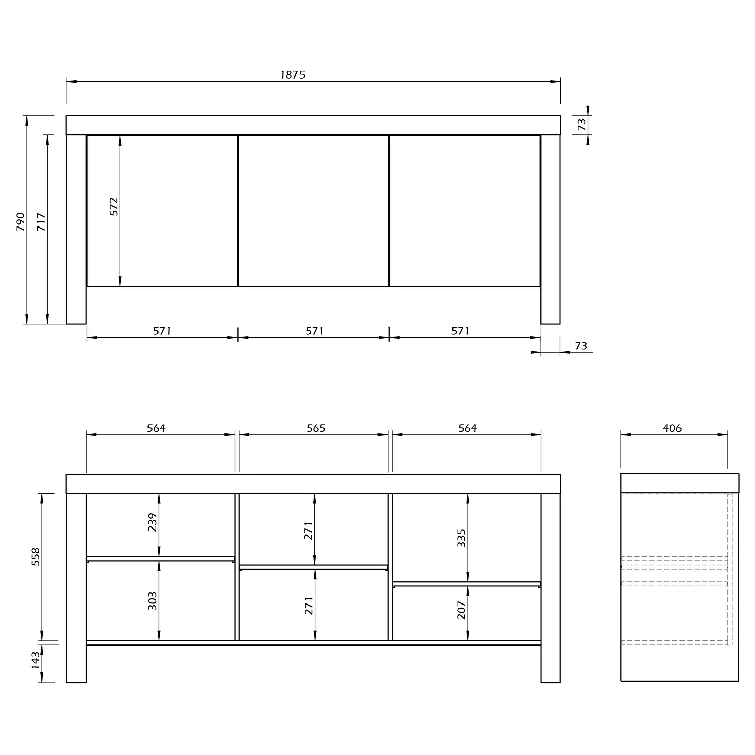 Temahome Sideboard Kobe II - Schwarz / Beton Dekor 9 Temahome Sideboard Kobe II - Schwarz / Beton Dekor – Bild 9