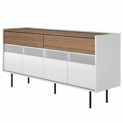 Temahome Sideboard Radio - Echtholzfurnier - Weiß / Walnuss