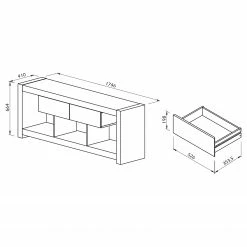 Temahome TV-Lowboard Nara - Beton Dekor / Schwarz -WOHNZIMMERMÖBEL Verkäufe 1000366700 220906 500 SKETCH DETAILS P000000001000366700 sketch