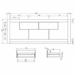 Temahome TV-Lowboard Nara - Beton Dekor / Schwarz -WOHNZIMMERMÖBEL Verkäufe 1000366700 220906 501 SKETCH DETAILS P000000001000366700 sketch