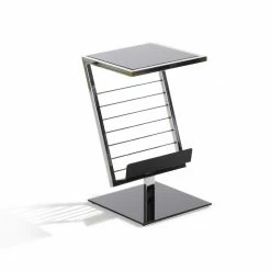 Home Design Beistelltisch Anka - Verchromter Vierkantstahl/Glas Schwarz lackiert -WOHNZIMMERMÖBEL Verkäufe anka beistelltisch 1 1107101