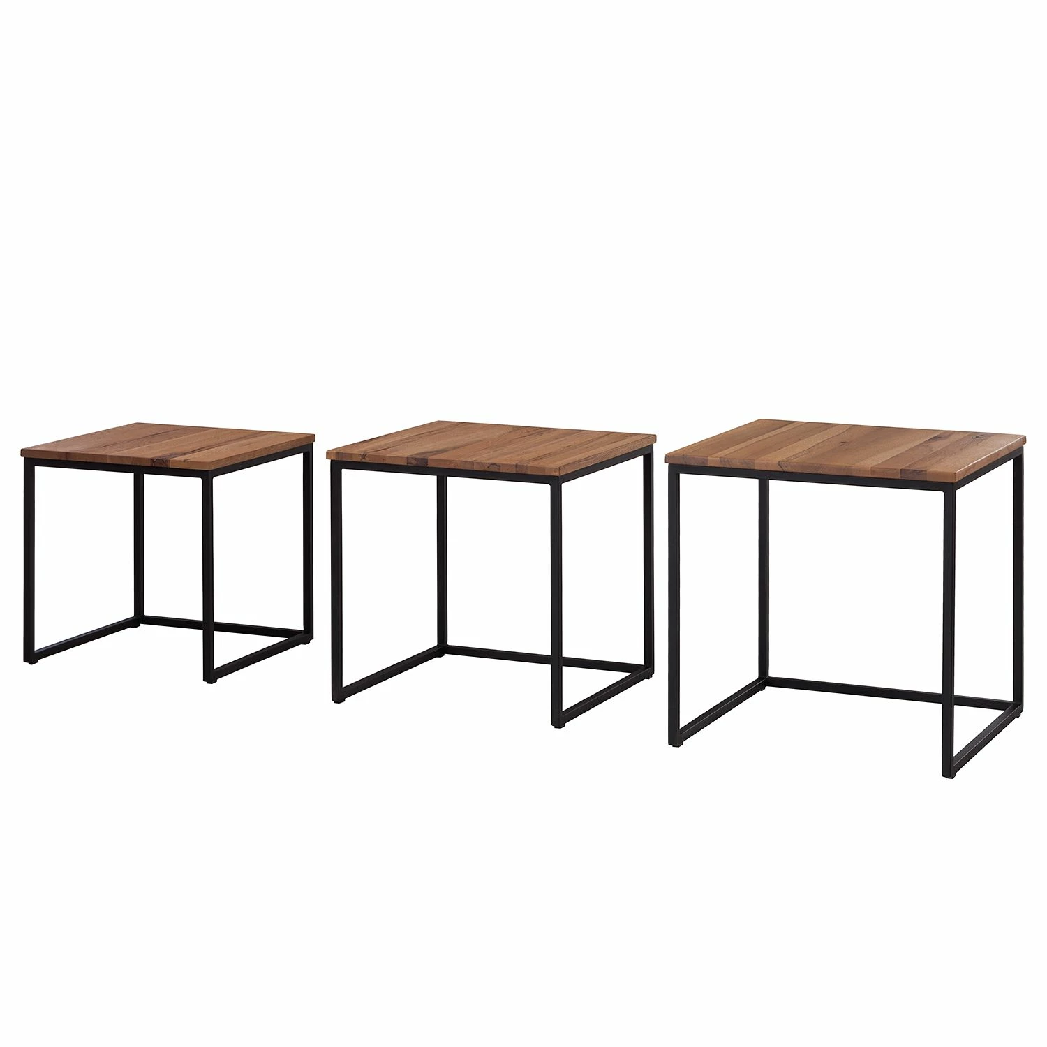 Ars manufacti Beistelltisch Candler (3-teilig) - Eiche massiv / Metall 4 Ars manufacti Beistelltisch Candler (3-teilig) - Eiche massiv / Metall – Bild 4