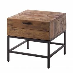 Ars manufacti Beistelltisch Grasby - Altholz Pinie / Metall - Pinie Dunkel / Schwarz