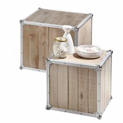 Ars manufacti Beistelltisch Palmori (2er-Set) - Kiefer massiv / Aluminium