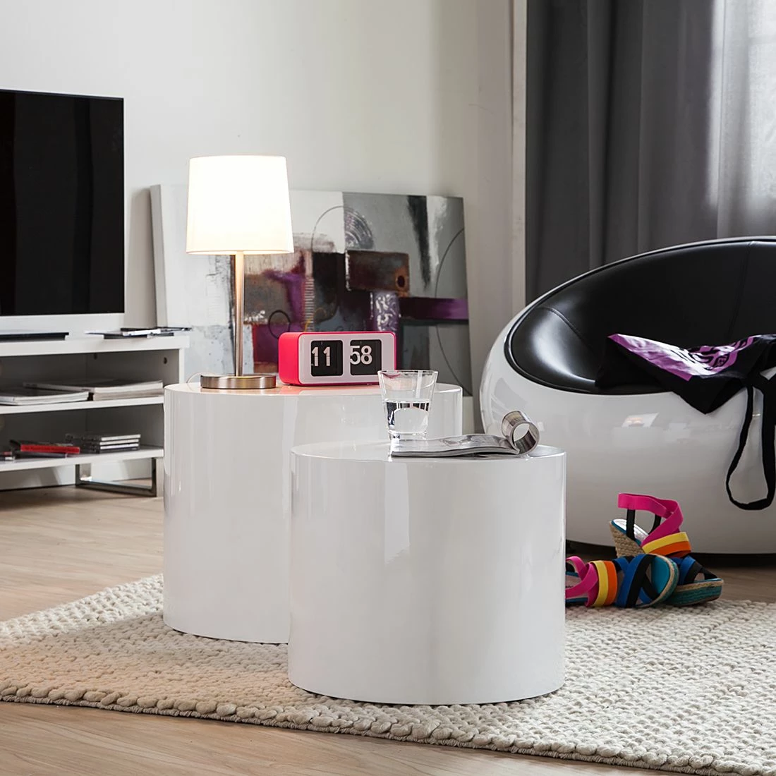 Fredriks Beistelltisch Circle (2er-Set) - Hochglanz Weiß 3 Fredriks Beistelltisch Circle (2er-Set) - Hochglanz Weiß – Bild 3