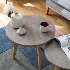 Mørteens Beistelltisch-Set Nilla II (2-teilig) - Beton Dekor -WOHNZIMMERMÖBEL Verkäufe beistelltisch set nilla ii 2 teilig eiche teilmassiv beton dekor 4783416