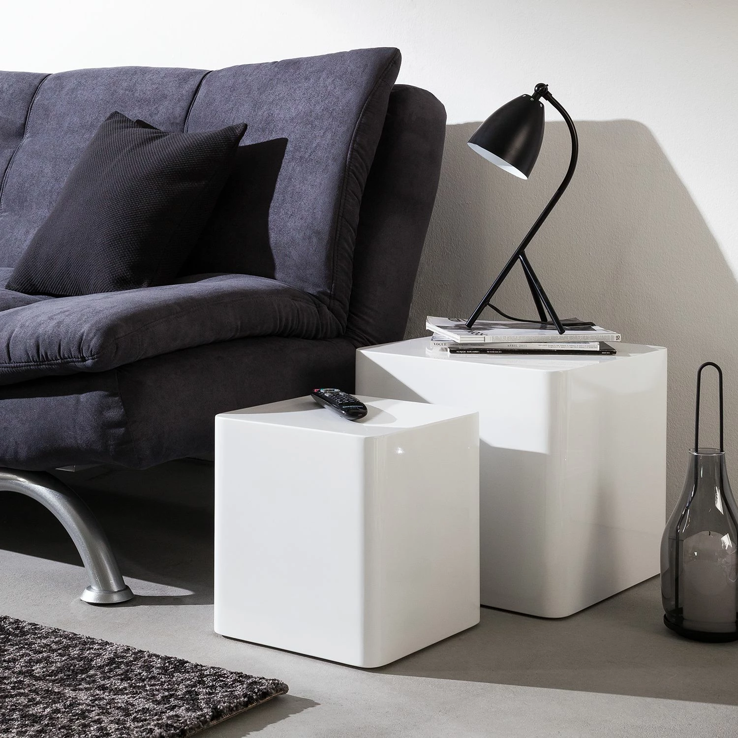 Fredriks Beistelltisch Square (2er-Set) - Hochglanz Weiß 2 Fredriks Beistelltisch Square (2er-Set) - Hochglanz Weiß – Bild 2