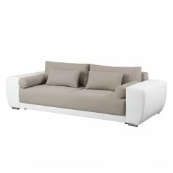 Roomscape Bigsofa Cubba (mit Schlaffunktion) - Kunstleder / Strukturstoff - Weiß / Cappuccino